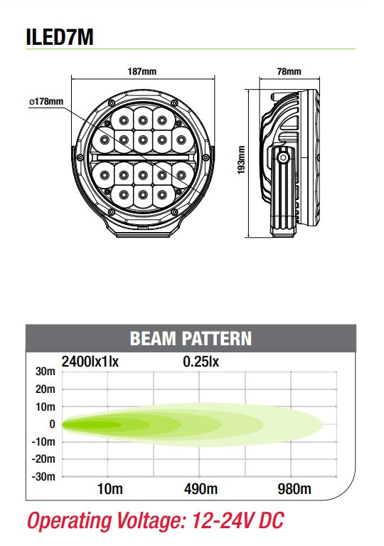 Ironman Meteor LED Driving Light 7" w/ Daytime Running Lights Melton 4WD